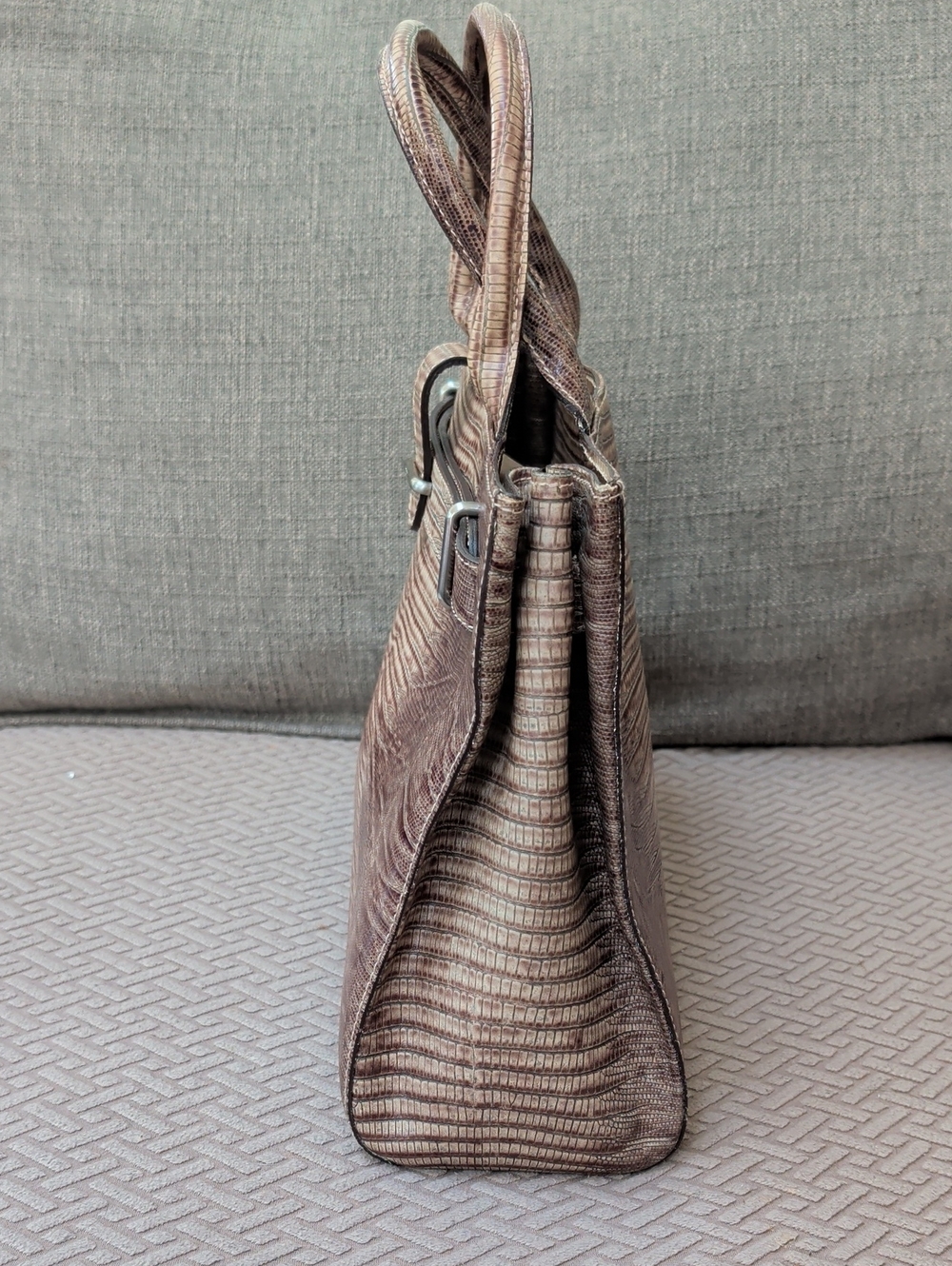 Furla Textured Brown Leather Structured Handbag w COA - Picture 4 of 10